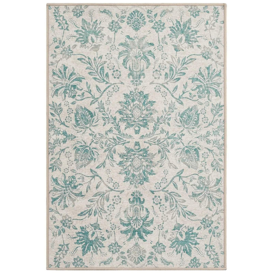 Vintage Distressed Large Floral Scrollwork Area Rug - Jinchan Home