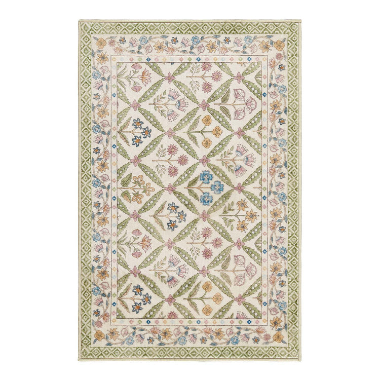 Vintage Floral Polypropylene Area Rug - Jinchan Home