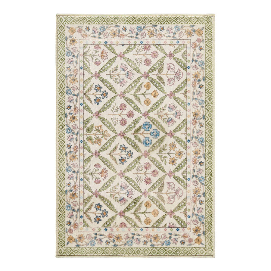Vintage Floral Polypropylene Area Rug - Jinchan Home