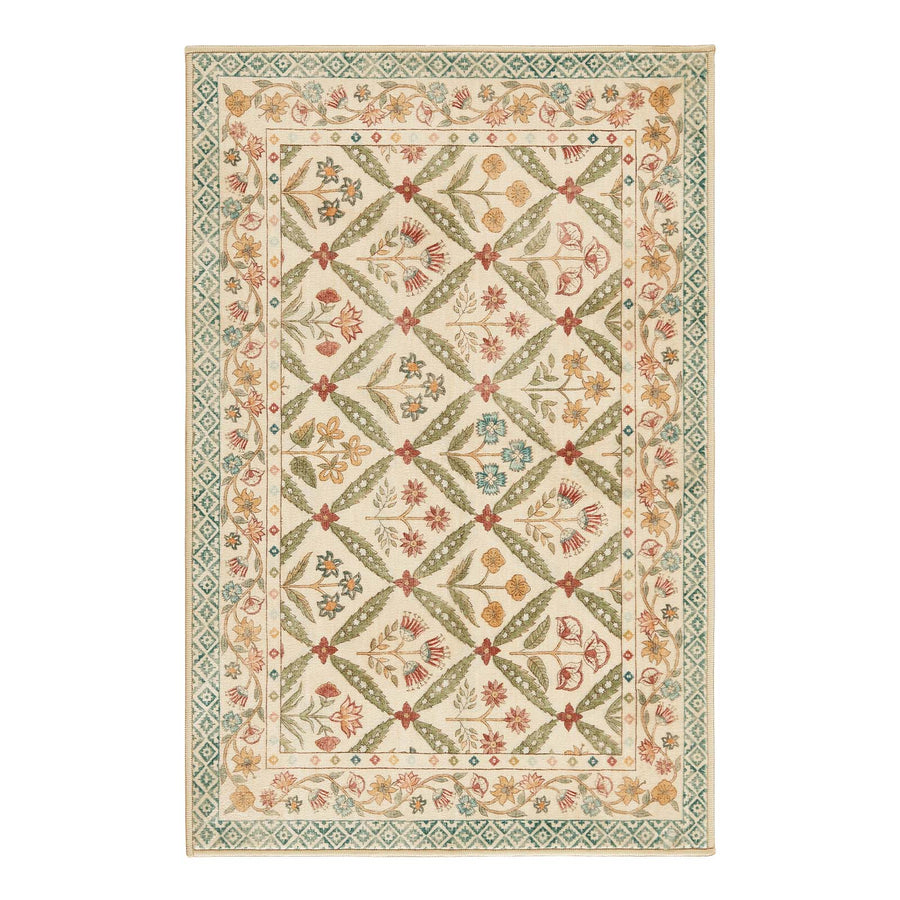 Vintage Floral Polypropylene Area Rug - Jinchan Home