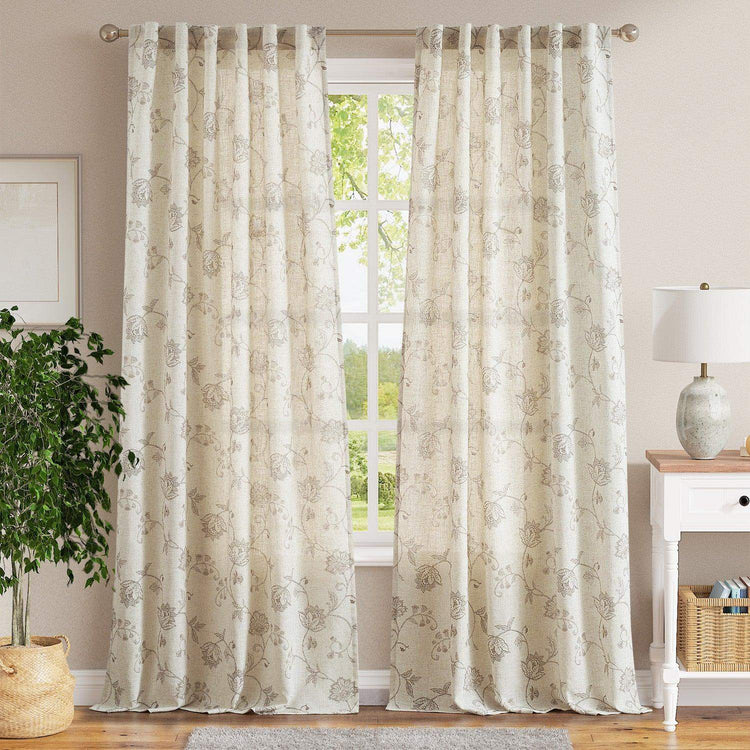 Poly-Linen Cross-Textured Iris Printed Curtains - Jinchan Home