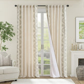 Vintage Lined Embroidered Botanical Border Curtains - Jinchan Home