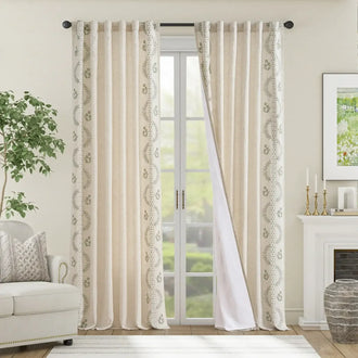 
                    
                      Vintage Lined Embroidered Botanical Border Curtains - Jinchan Home
                    
                  