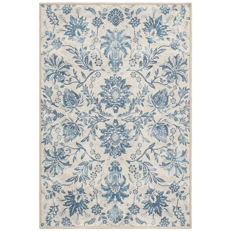 Vintage Distressed Large Floral Scrollwork Area Rug - Jinchan Home