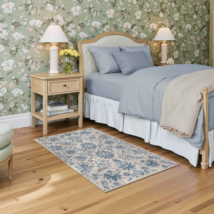 Vintage Distressed Large Floral Scrollwork Area Rug - Jinchan Home