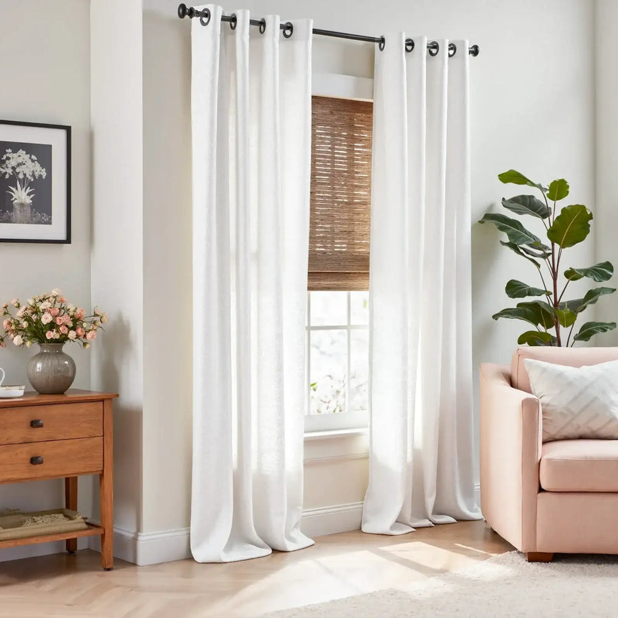 Solid Color Linen Blend Grommet Curtains - Jinchan Home
