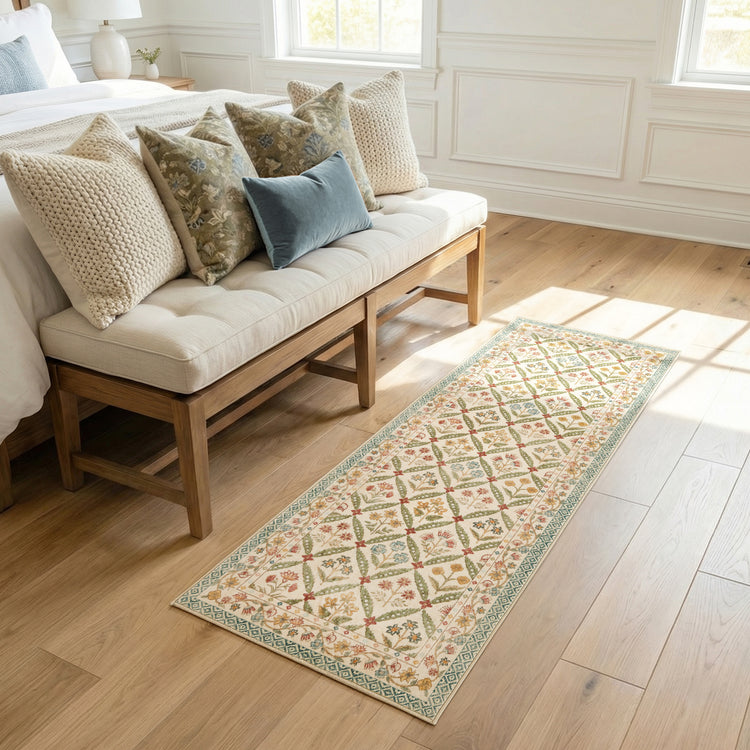 Vintage Floral Polypropylene Area Rug - Jinchan Home