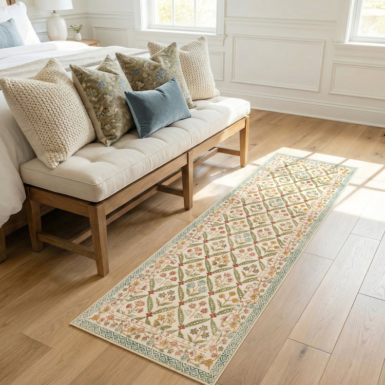 Vintage Floral Polypropylene Area Rug - Jinchan Home