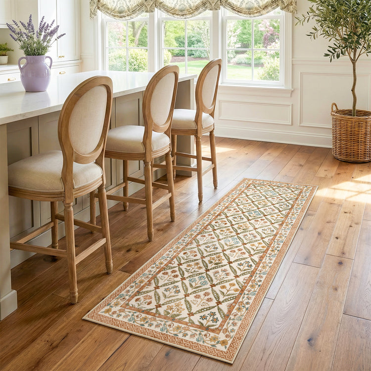 Vintage Floral Polypropylene Area Rug - Jinchan Home
