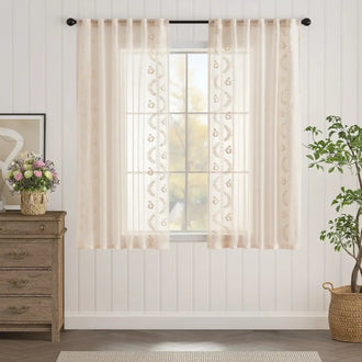
                    
                      Embroidered Floral Sheer Curtains - Jinchan Home
                    
                  