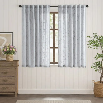 
                    
                      Vine Leaf Embroidered Lined Curtains - Jinchan Home
                    
                  