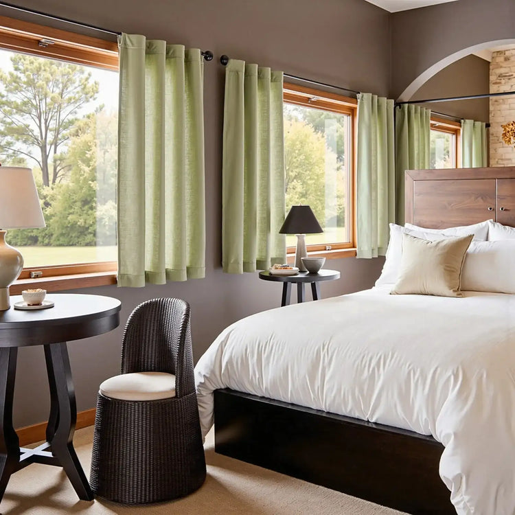 Solid Linen-Blend 3-in-1 Curtains - Jinchan Home