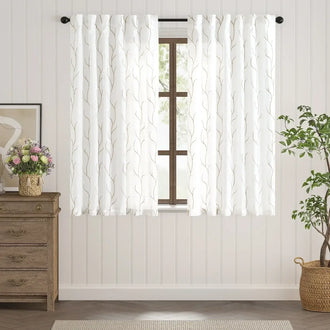
                    
                      Vine Leaf Embroidered Lined Curtains - Jinchan Home
                    
                  