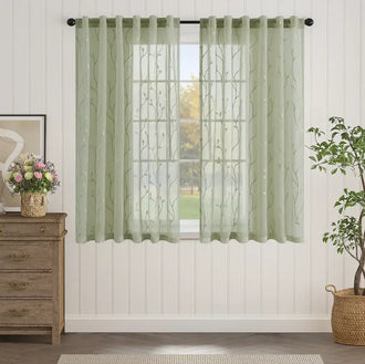 
                    
                      Leaf Embroidered Semi Sheers Curtains - Jinchan Home
                    
                  