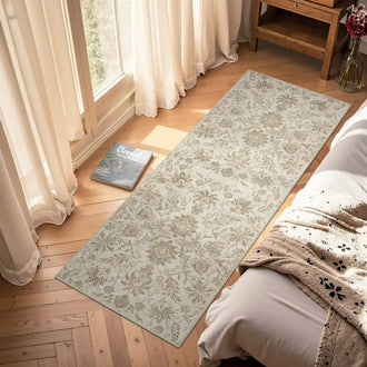 Vintage Distressed Large Floral Scrollwork Area Rug - Jinchan Home