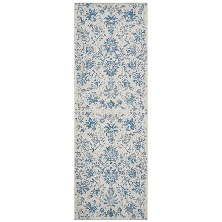 Vintage Distressed Large Floral Scrollwork Area Rug - Jinchan Home