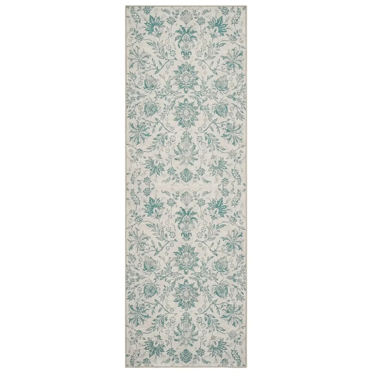 Vintage Distressed Large Floral Scrollwork Area Rug - Jinchan Home