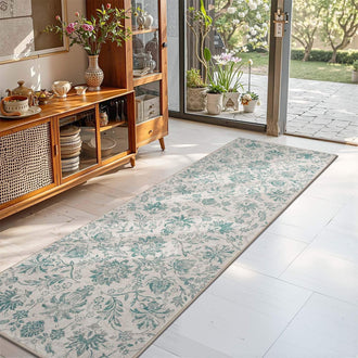 
                    
                      Vintage Distressed Large Floral Scrollwork Area Rug - Jinchan Home
                    
                  