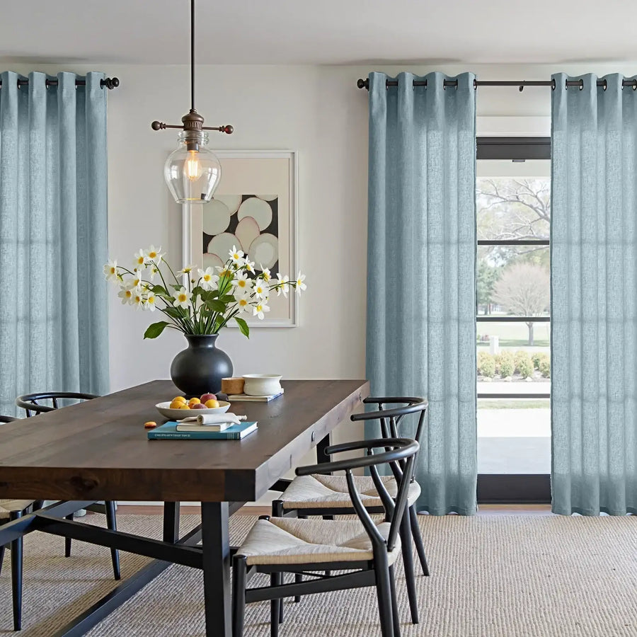 Solid Color Linen Blend Grommet Curtains - Jinchan Home