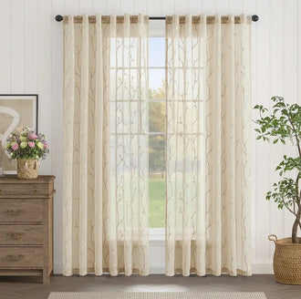 
                    
                      Leaf Embroidered Semi Sheers Curtains - Jinchan Home
                    
                  
