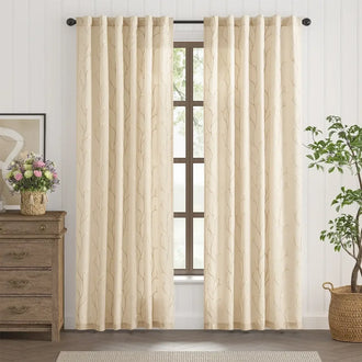 
                    
                      Vine Leaf Embroidered Lined Curtains - Jinchan Home
                    
                  