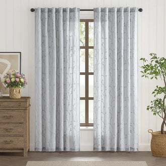 
                    
                      Vine Leaf Embroidered Lined Curtains - Jinchan Home
                    
                  