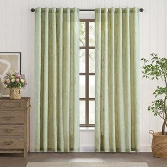 
                    
                      Vine Leaf Embroidered Lined Curtains - Jinchan Home
                    
                  