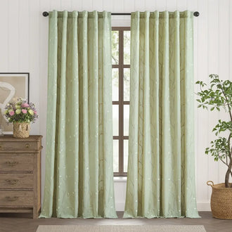 
                    
                      Vine Leaf Embroidered Lined Curtains - Jinchan Home
                    
                  