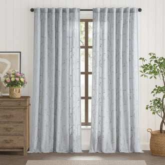 
                    
                      Vine Leaf Embroidered Lined Curtains - Jinchan Home
                    
                  