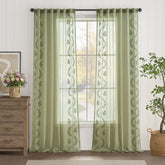 Embroidered Floral Sheer Curtains - Jinchan Home
