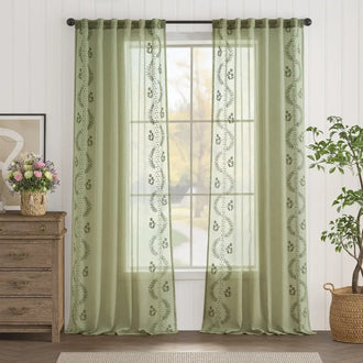
                    
                      Embroidered Floral Sheer Curtains - Jinchan Home
                    
                  