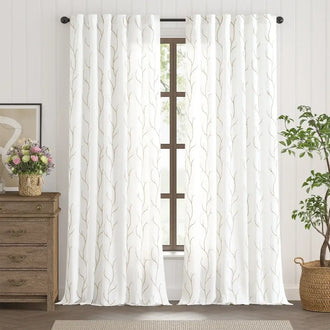 
                    
                      Vine Leaf Embroidered Lined Curtains - Jinchan Home
                    
                  