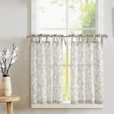 Neutral Scroll Pattern DIY Tie-Up Kitchen Curtains - Jinchan Home