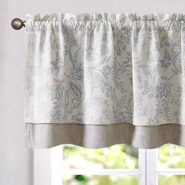 Vintage Botanical Scroll Double-Layer Valance - Jinchan Home