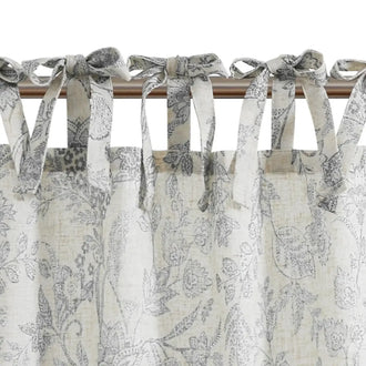 Neutral Scroll Pattern DIY Tie-Up Kitchen Curtains - Jinchan Home