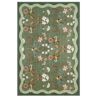 
                    
                      Vintage Floral & Hummingbird Embroidered Rug - Jinchan Home
                    
                  