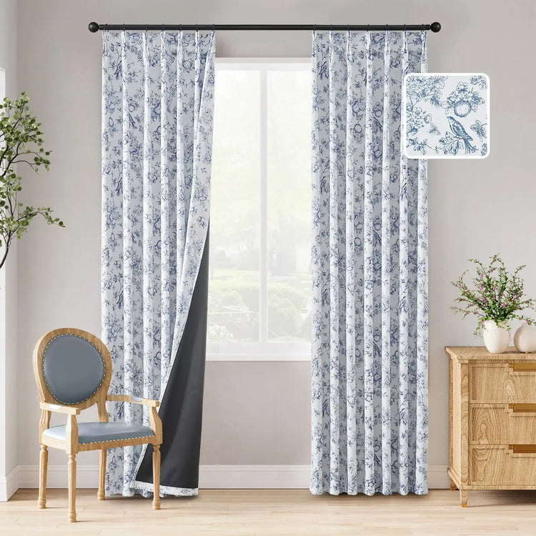 Botanical Birds Jouy Curtains - Jinchan Home