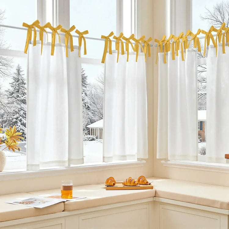 DIY Colorblock Linen-Blend Kitchen Curtains - Jinchan Home