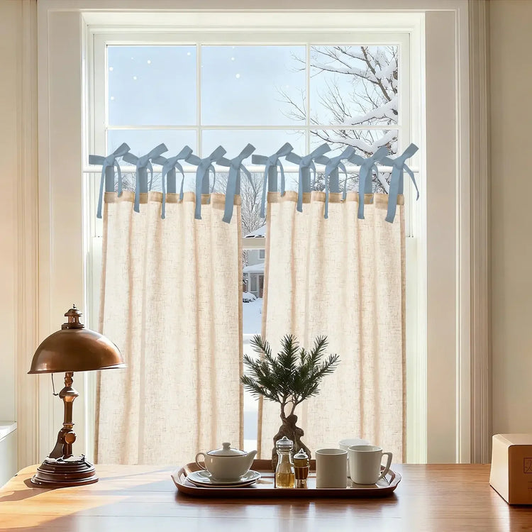 DIY Colorblock Linen-Blend Kitchen Curtains - Jinchan Home