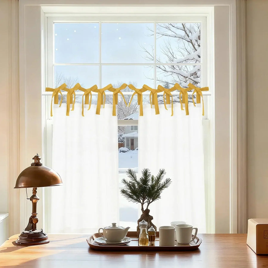 DIY Colorblock Linen-Blend Kitchen Curtains - Jinchan Home