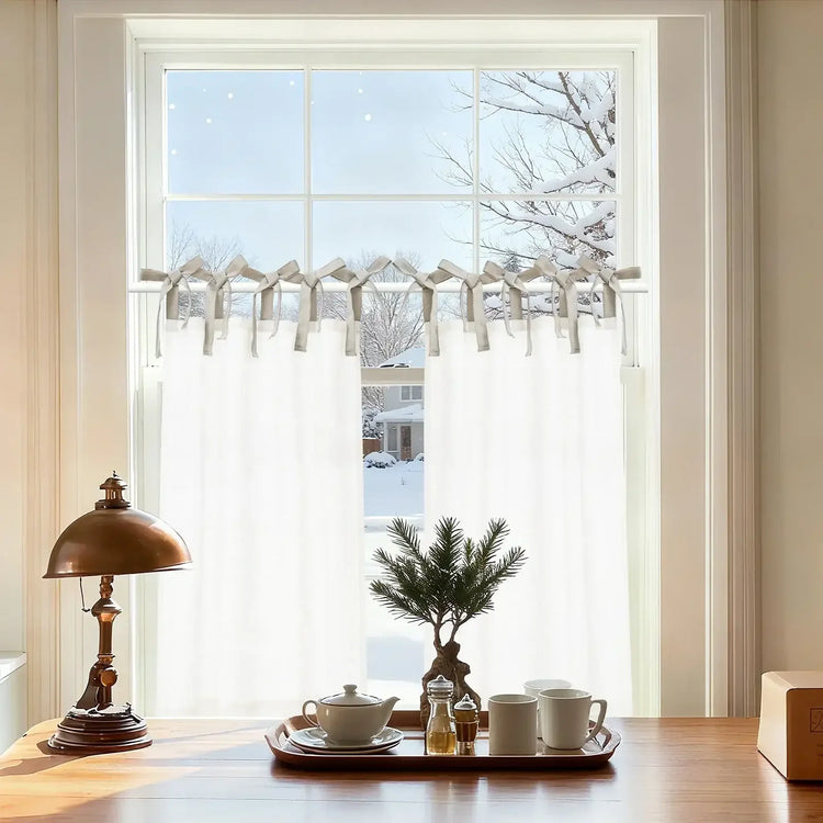 DIY Colorblock Linen-Blend Kitchen Curtains - Jinchan Home
