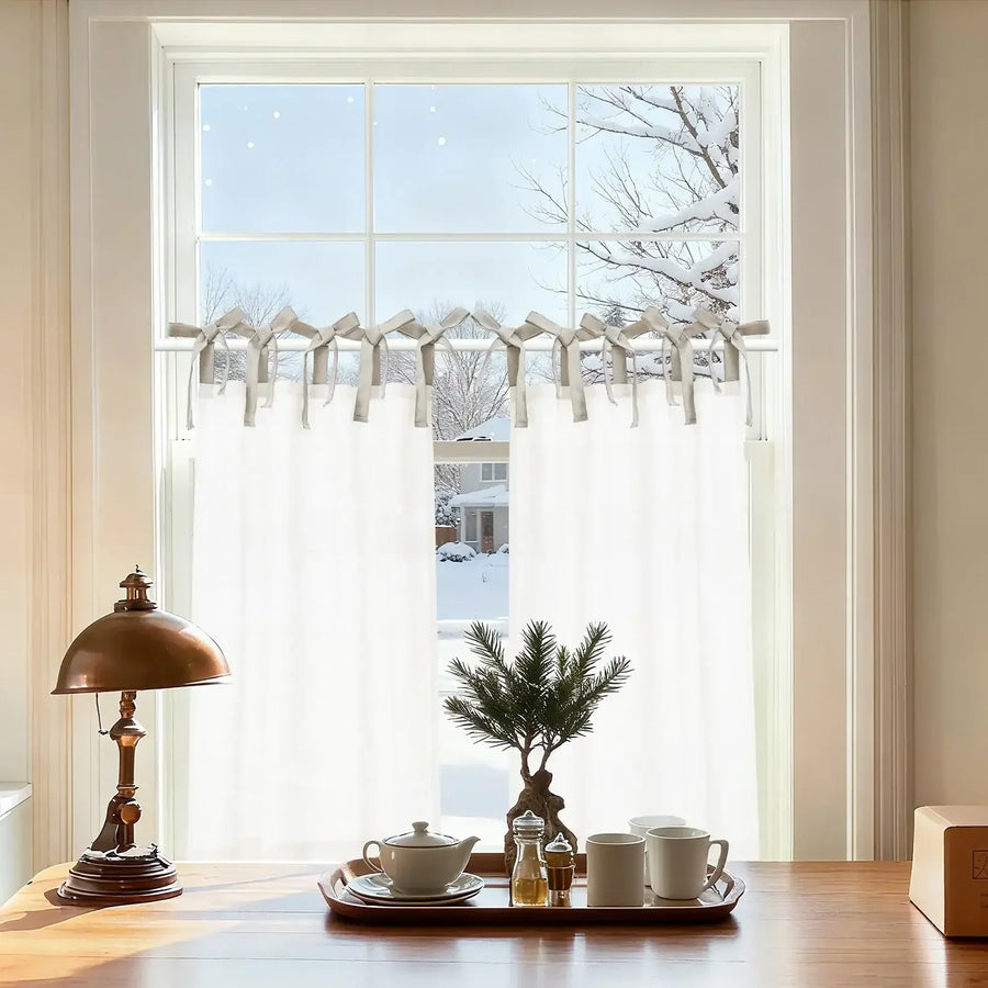 DIY Colorblock Linen-Blend Kitchen Curtains - Jinchan Home