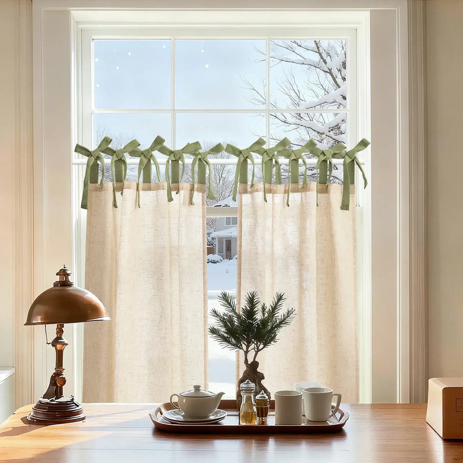 DIY Colorblock Linen-Blend Kitchen Curtains - Jinchan Home