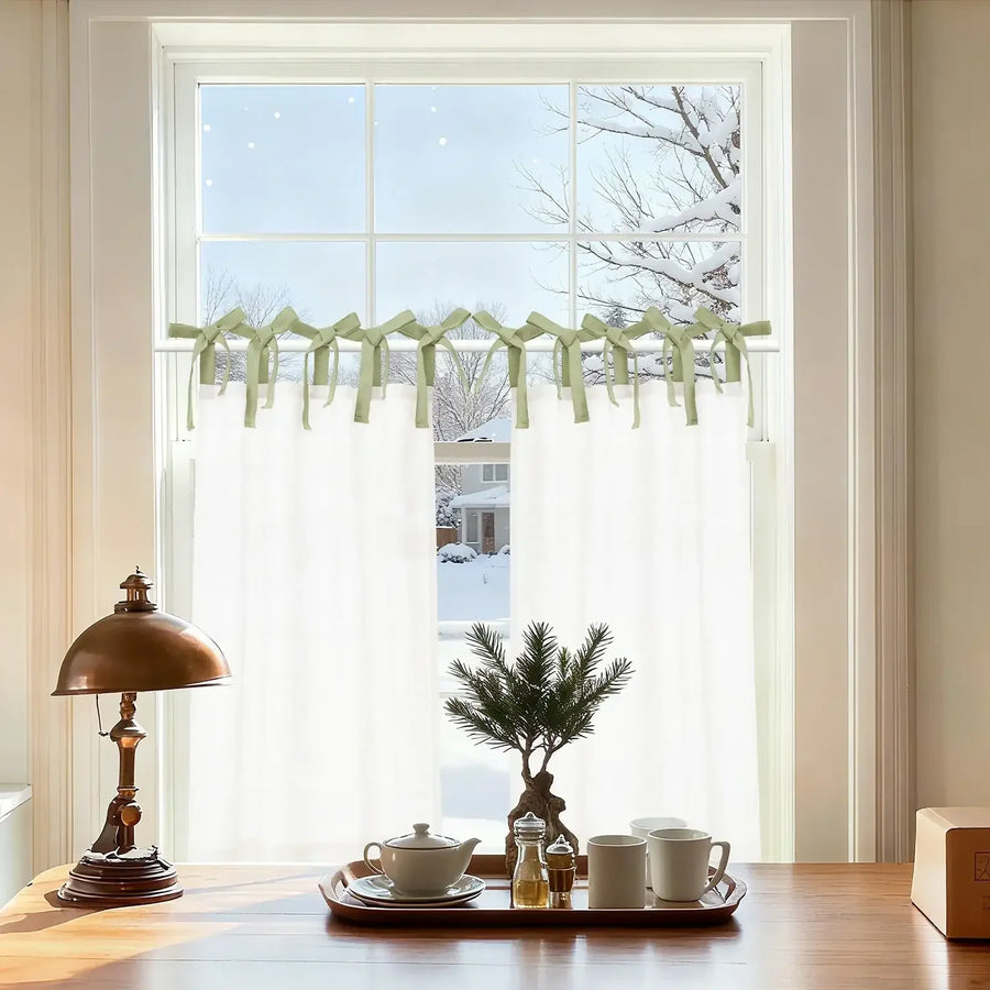 DIY Colorblock Linen-Blend Kitchen Curtains - Jinchan Home