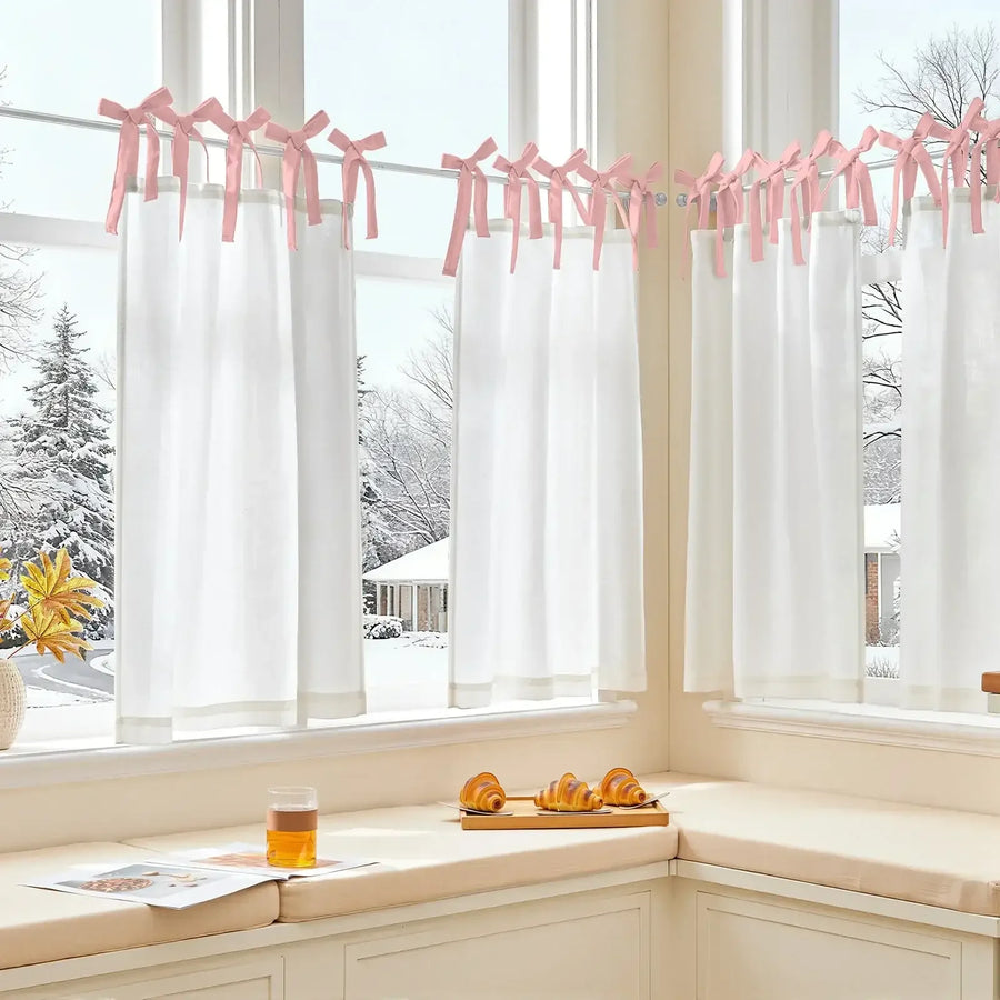 DIY Colorblock Linen-Blend Kitchen Curtains - Jinchan Home
