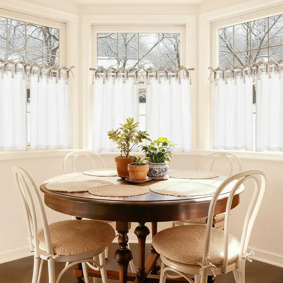 DIY Colorblock Linen-Blend Kitchen Curtains - Jinchan Home