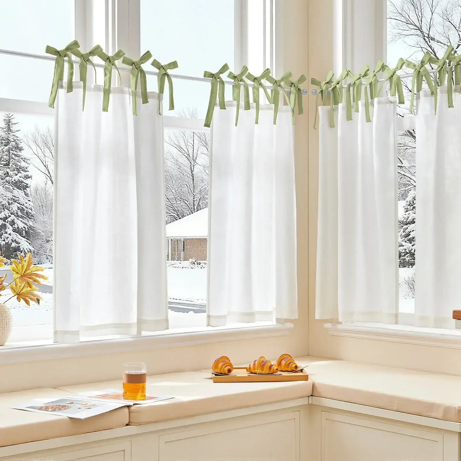 DIY Colorblock Linen-Blend Kitchen Curtains - Jinchan Home