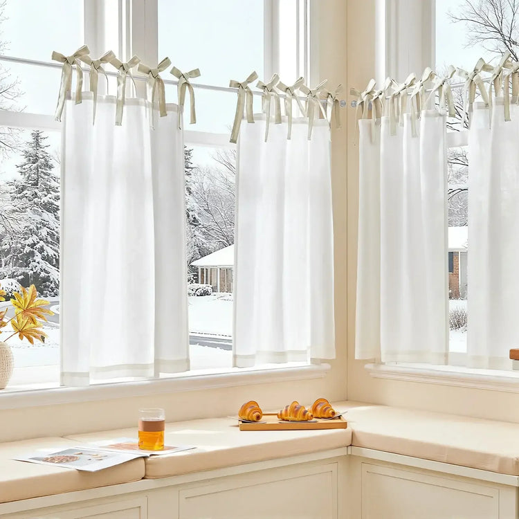 DIY Colorblock Linen-Blend Kitchen Curtains - Jinchan Home