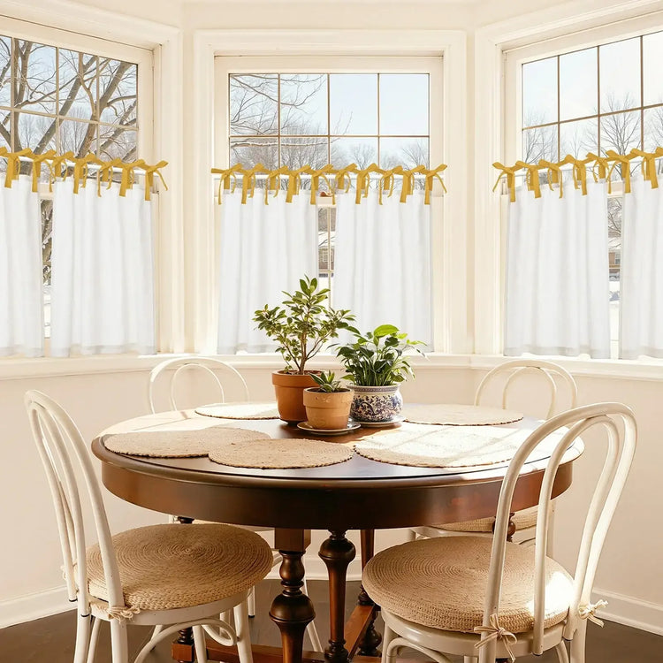 DIY Colorblock Linen-Blend Kitchen Curtains - Jinchan Home