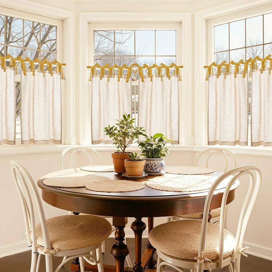 DIY Colorblock Linen-Blend Kitchen Curtains - Jinchan Home